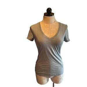 Adidas Women’s XS Yola V-Neck Tee CW2322 Ash Green Sheer Print Size NWT